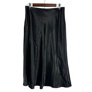 SHEIN Bae Shiny A-Line Side Zip‎ Maxi Skirt Women's Large Black